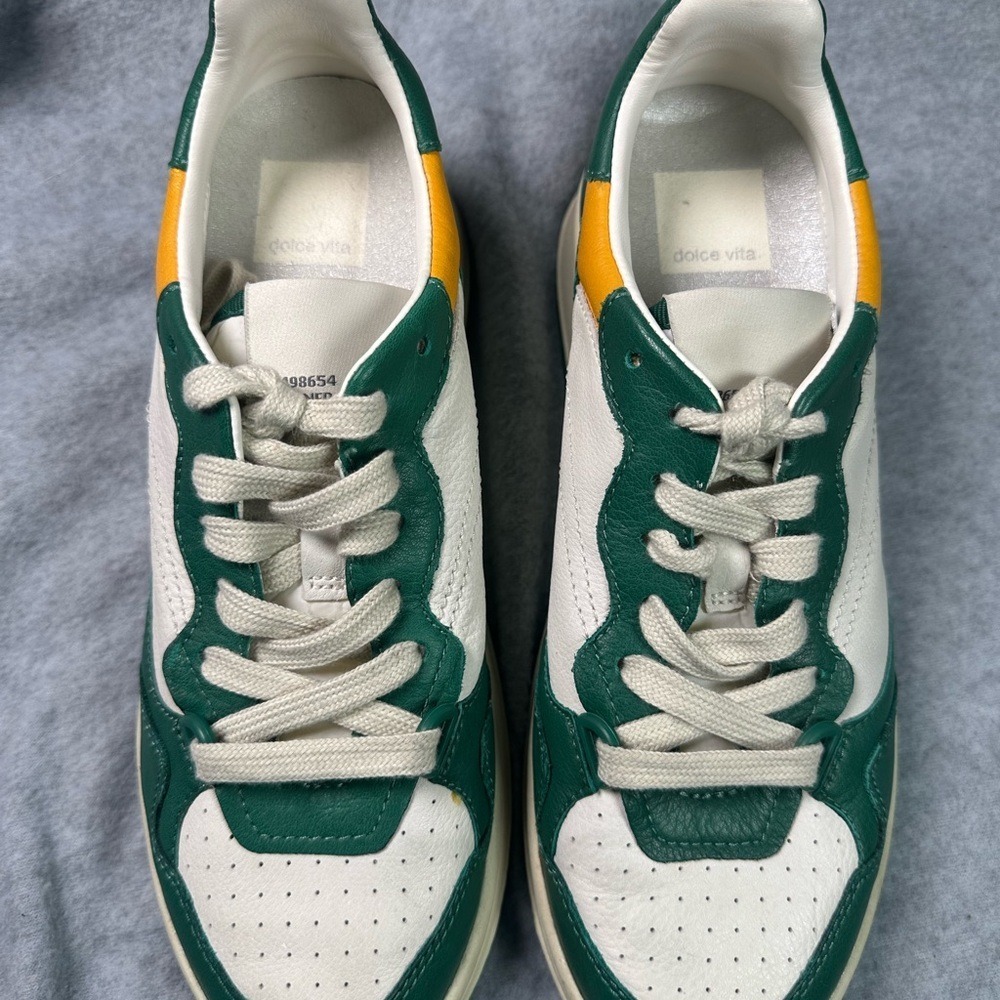 Dolce Vita‎ Women's Leather Sneakers Green White Yellow Lace Up